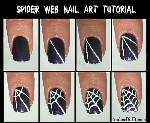 蜘蛛网图案美甲教程